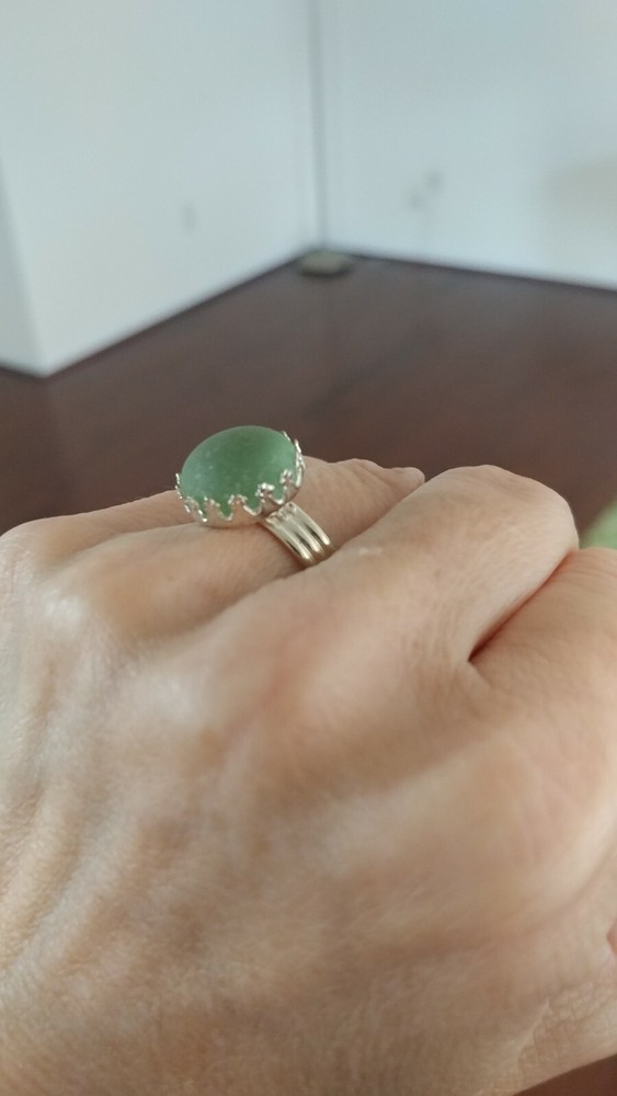 Deep Melon or White Seaglass - adjustable rings