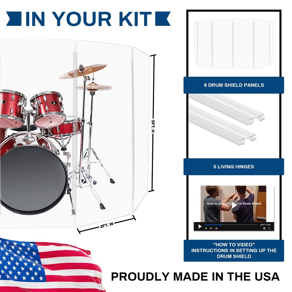 DS5 Drum Shield/Drum Screen/Drum Shield Panels with Full Legth Plastic Hinges