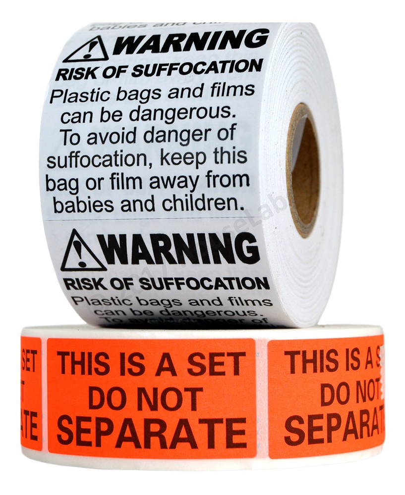 FBA Combo Pack (1x Suffocation Warning Labels And 1x Do Not Separate Labels)