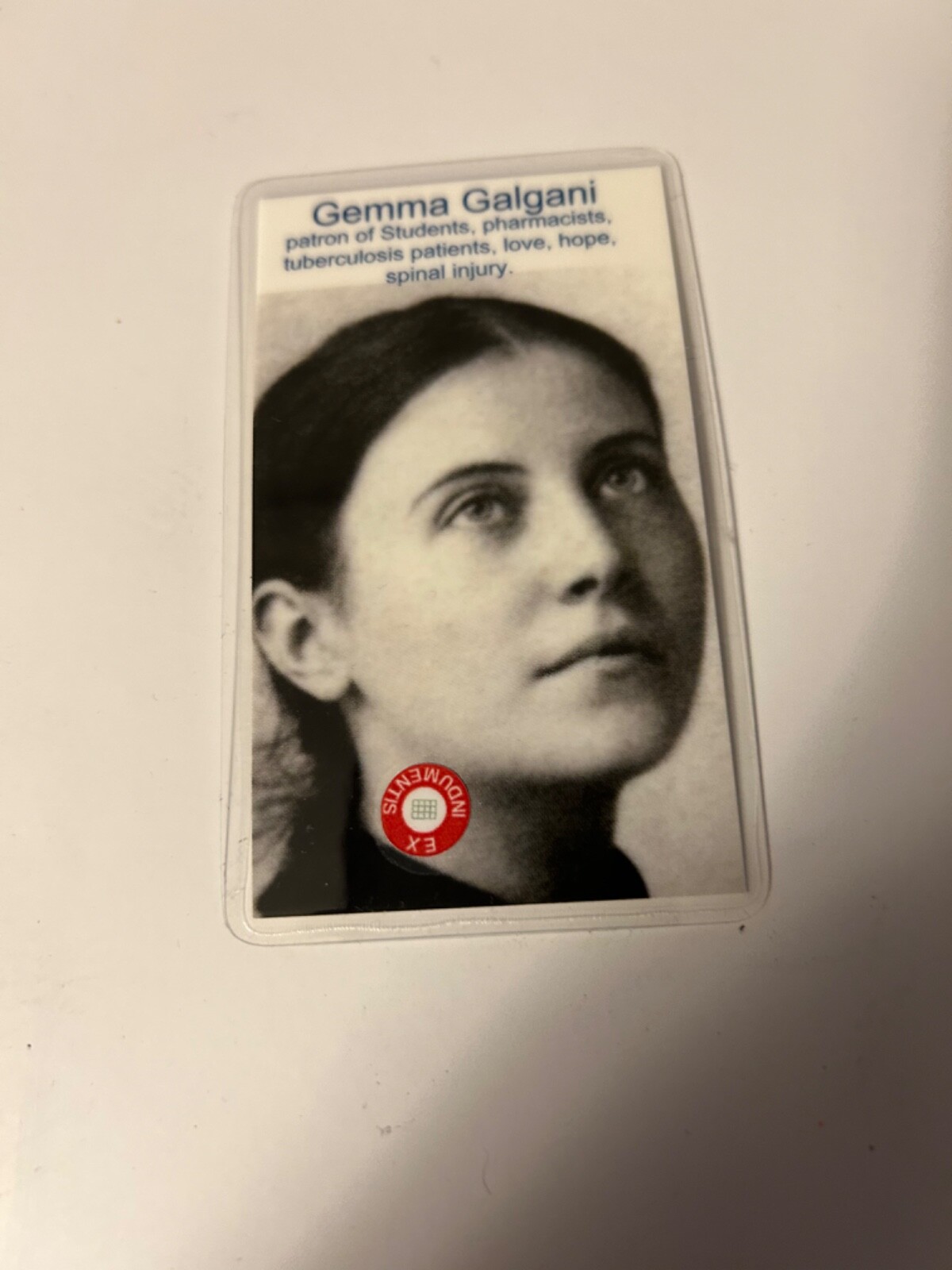 Saint Gemma Galgani 3rd Class Relic Card