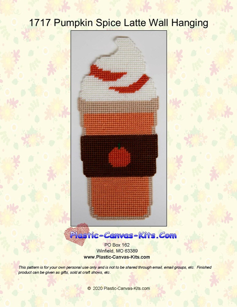 Pumpkin Spice Latte Wall Hanging-Plastic Canvas Pattern or Kit