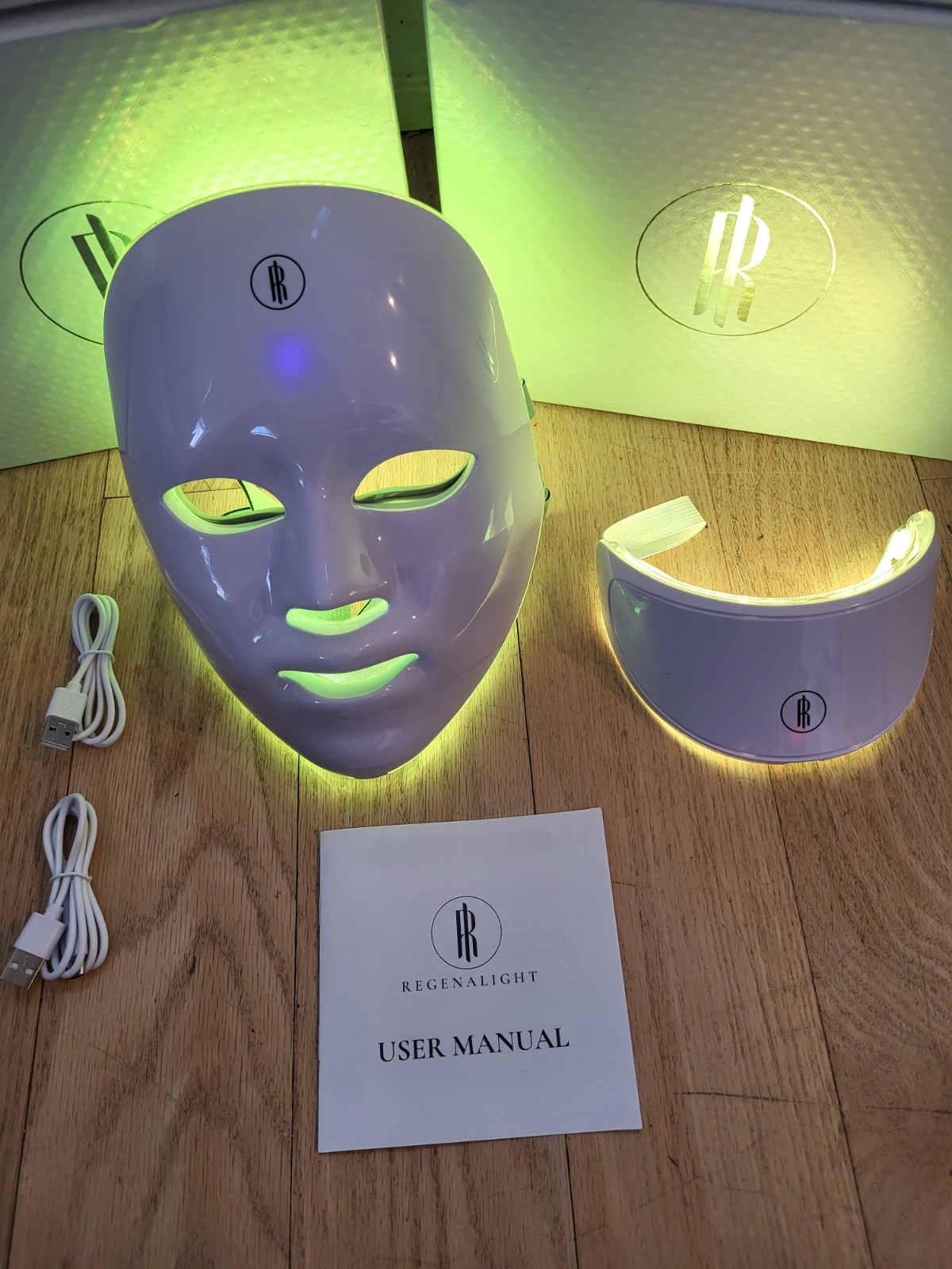 Regenalight Red Light Therapy Mask and Neck Piece. 7 light options in 1 mask.