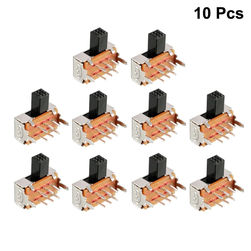 10Pcs 6mm Horizontal Slide Switch DPDT 2P2T 6 Terminals Panel PCB