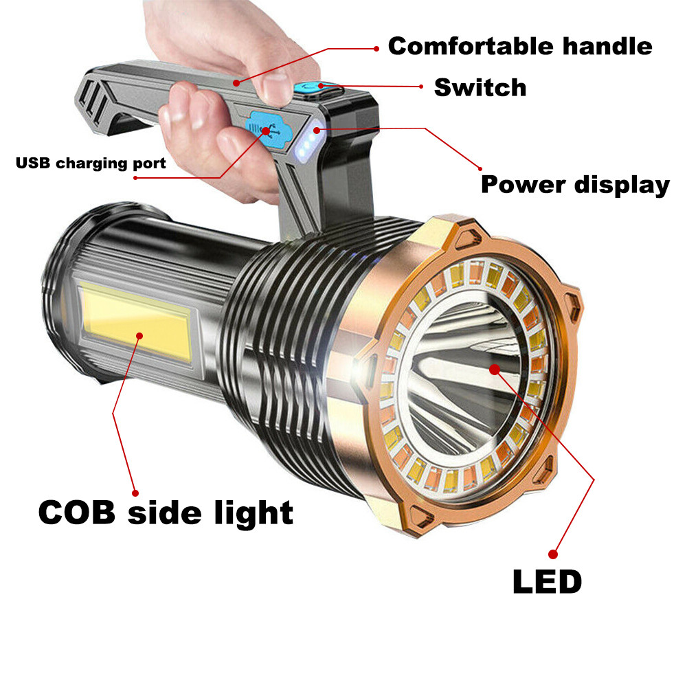 Super Bright 250000000LM LED Flashlight High Powered Torch USB Rechargeable Lamp