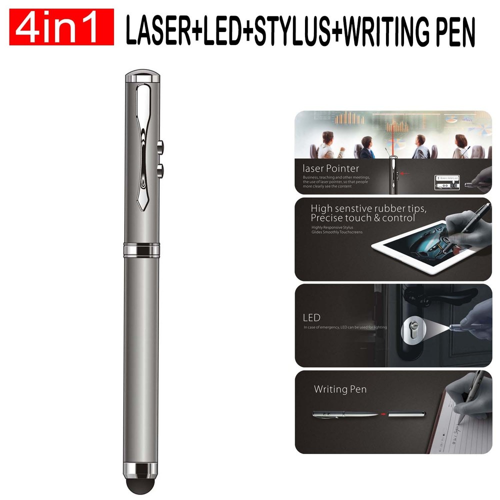 🎁🎄4-in-1 Laser Pointer + LED Light + Write Pen + Stylus for Phone / Tablet