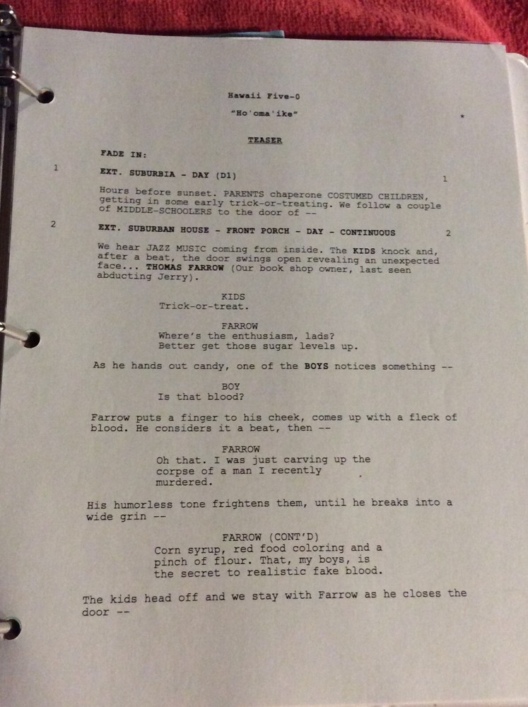 HAWAII FIVE-O ORIGINAL SCRIPT 506 NOTES SCHEDULE + 2014 HO' OMA IKE