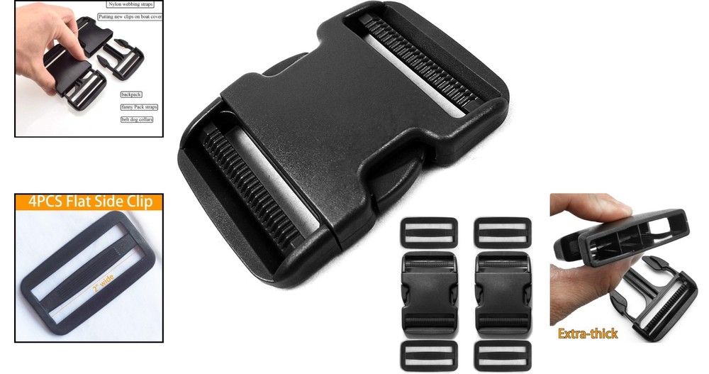 Quick Release 2-Inch Plastic Buckles with Tri-Glide Clips for Versatile Use