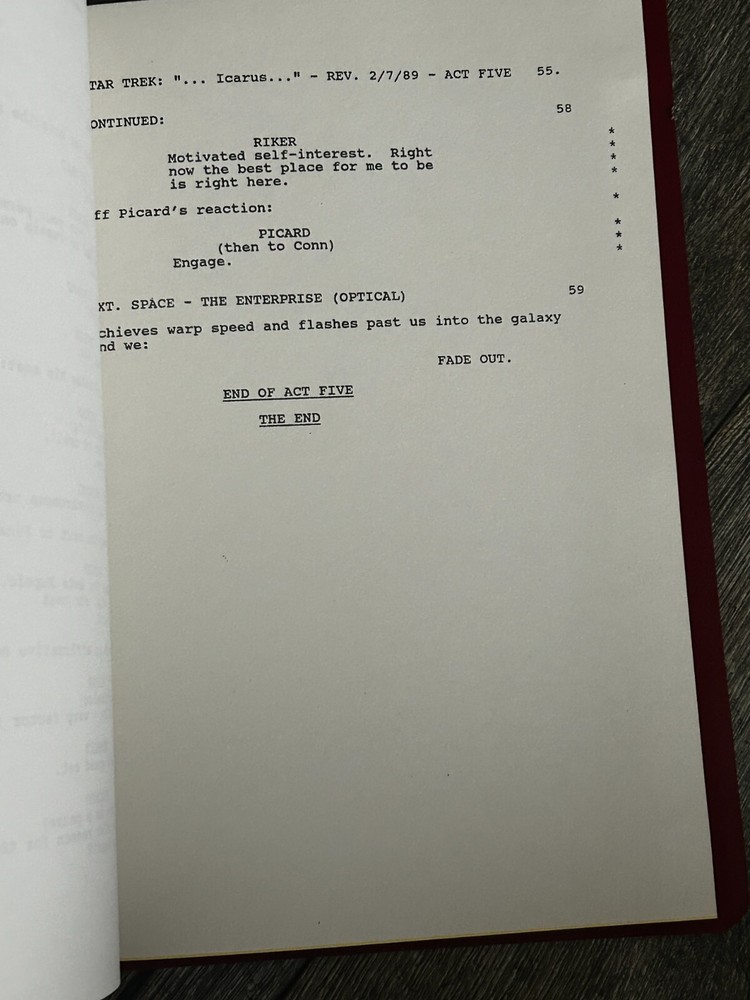 STAR TREK Script The Next Generation The Icarus Factor 2nd Revision Final Draft