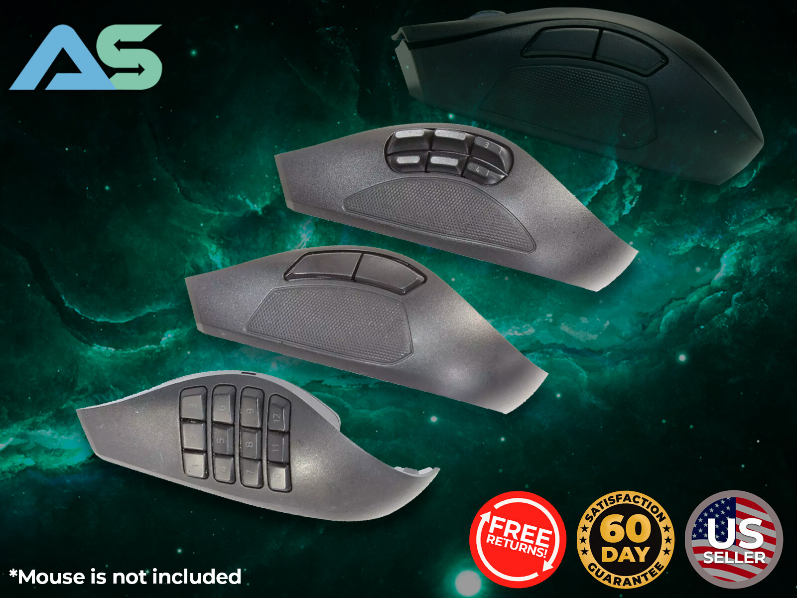 Razer Naga Pro Gaming Mouse Replacement Side Panels – 12 Keys, 6 Keys, 2 Keys