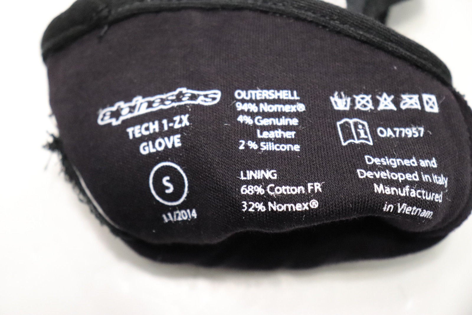 ALPINESTARS GLOVES Tech 1-ZX Nomex Black / Yellow Auto Racing SFI FIA SMALL NEW