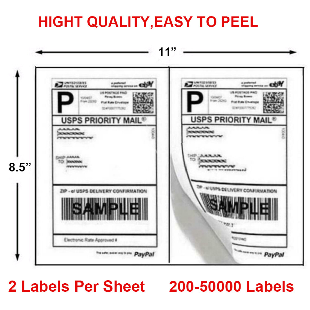 Self Stick Labels Half Sheet 8.5 x 5.5 Xmas Address Shipping labels 2 Per Sheet