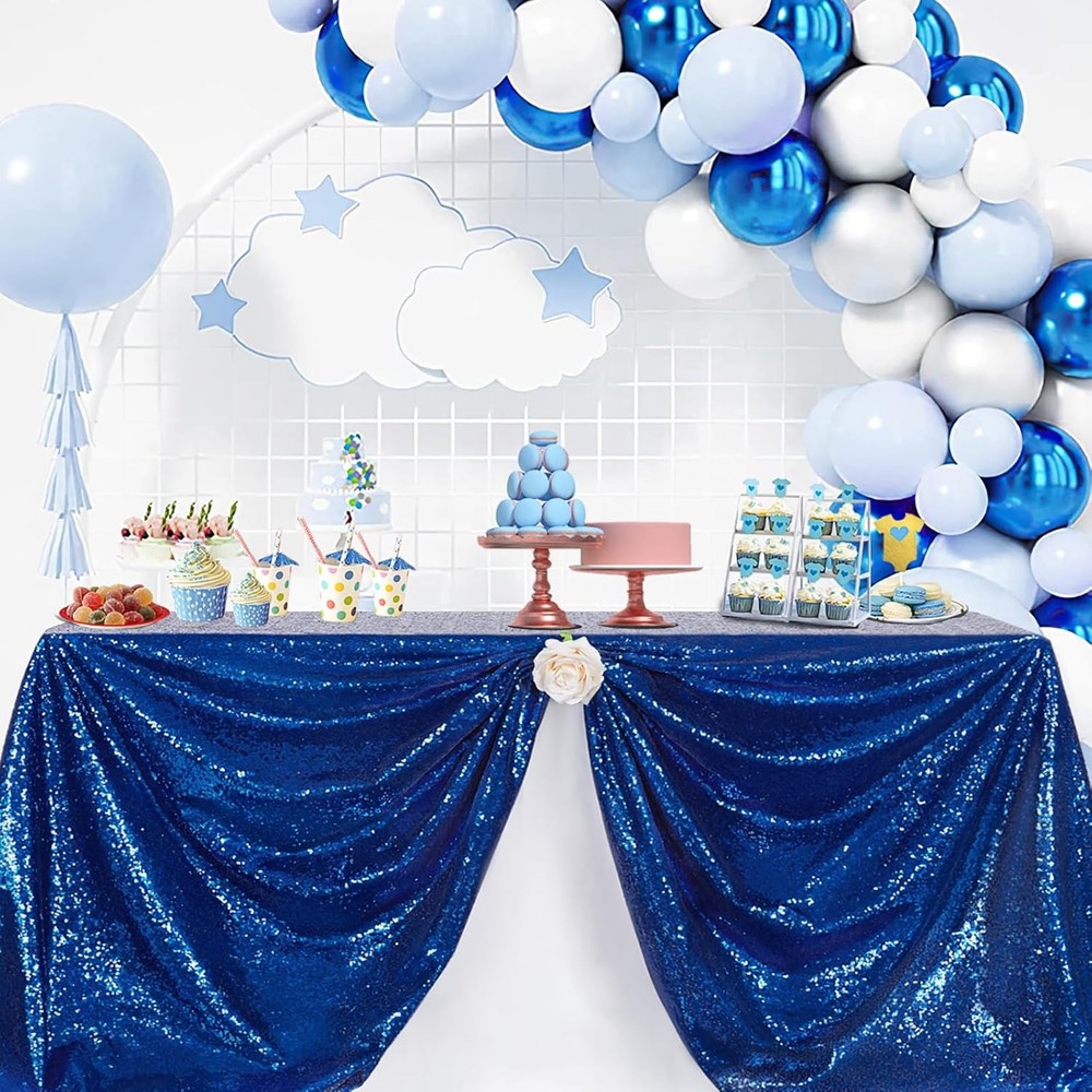 Sparkle Royal Blue Sequin Tablecloth Rectangle Table Cloth Linen Glitter Cake