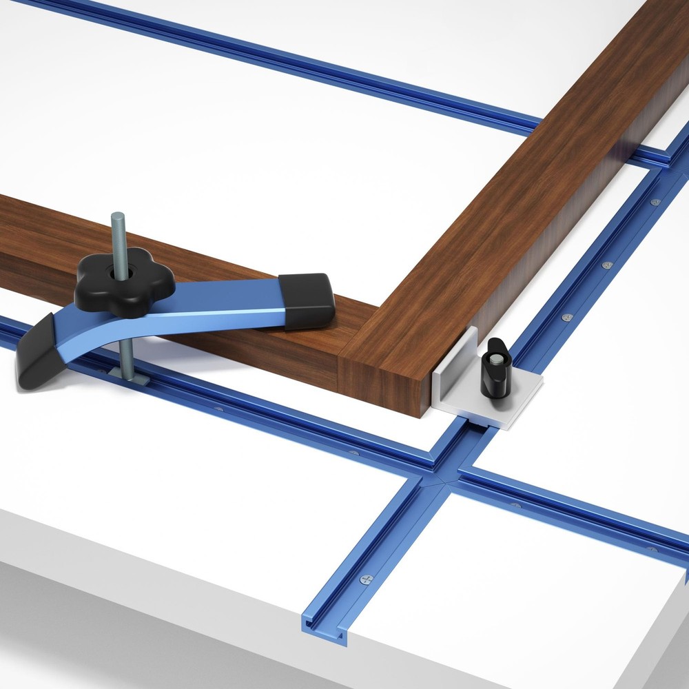 24" T-Track with 2 Hold-Down Clamps Intersection for Woodworking 2 Pack
