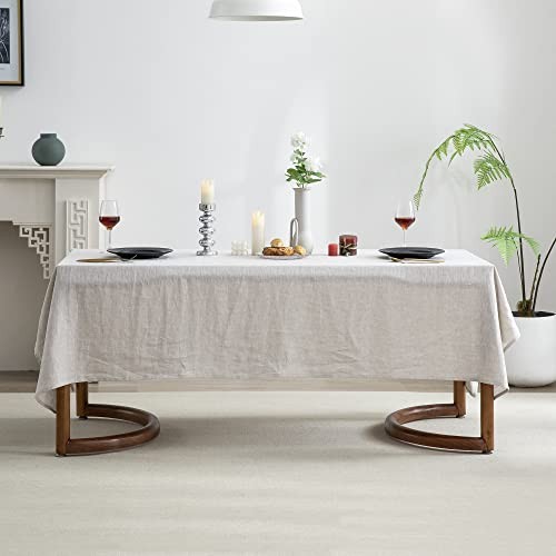 100% Pure Linen Rectangle 132" x 60" (Rectangular) Natural Linen