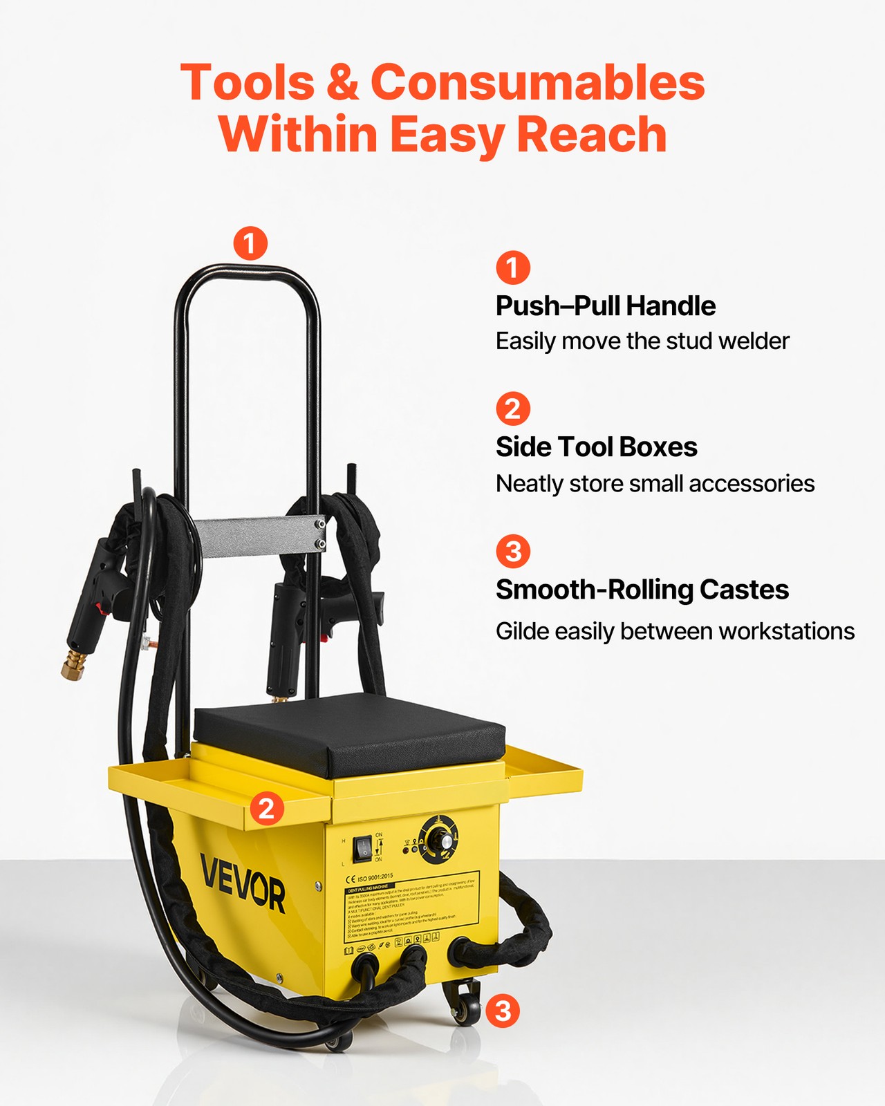 VEVOR Spot Welder Dent Puller Cart 4.5KW Stud Welder Dent Repair Kit 6 Modes