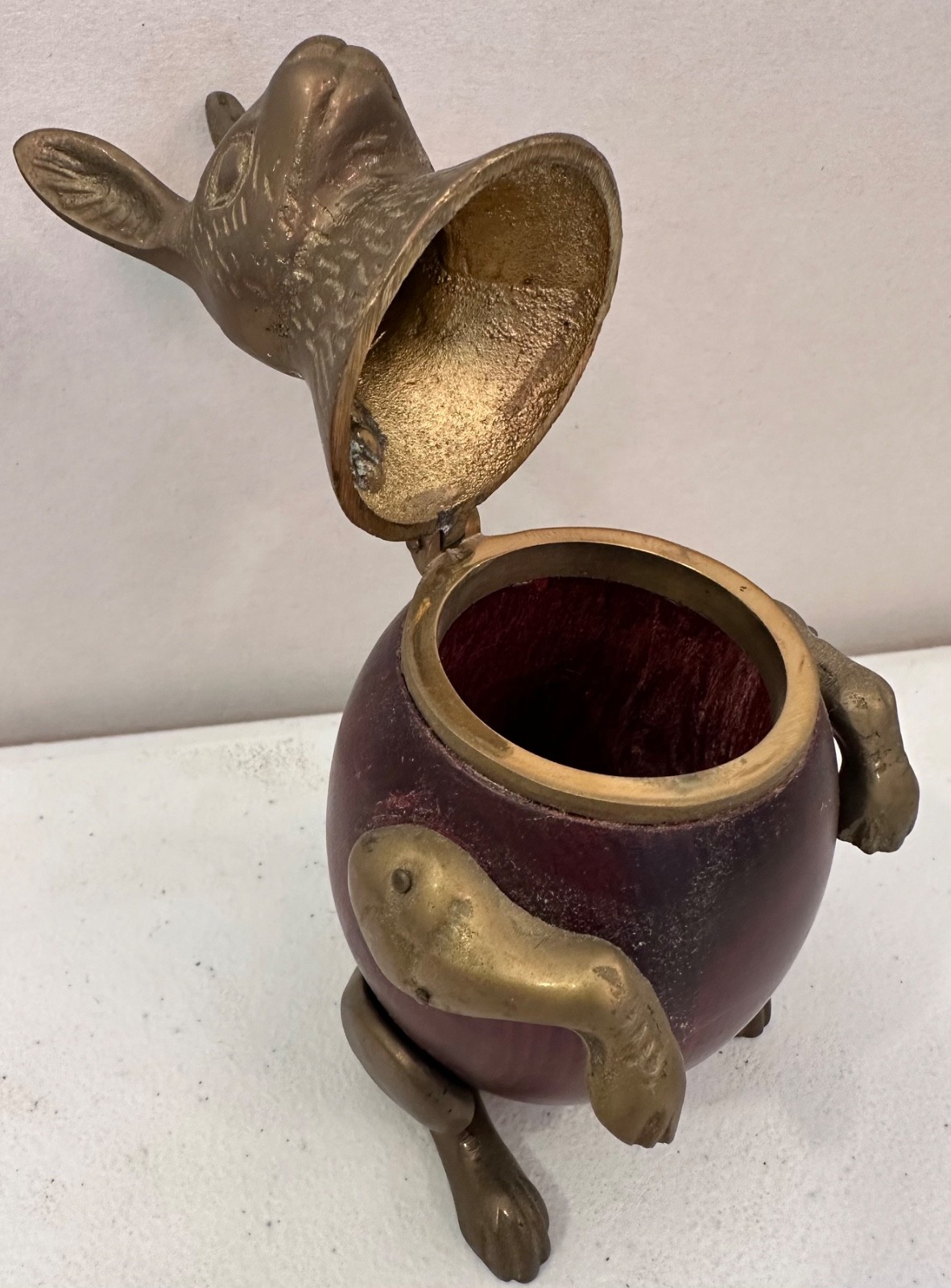 Vintage Arthur Court Bronze Rabbit Trinket Box/ Inkwell