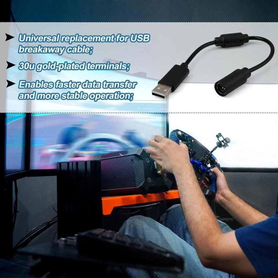 USB Breakaway Cable Compatible with Logitech G920, Ferrari 458 Fast Data Transmi