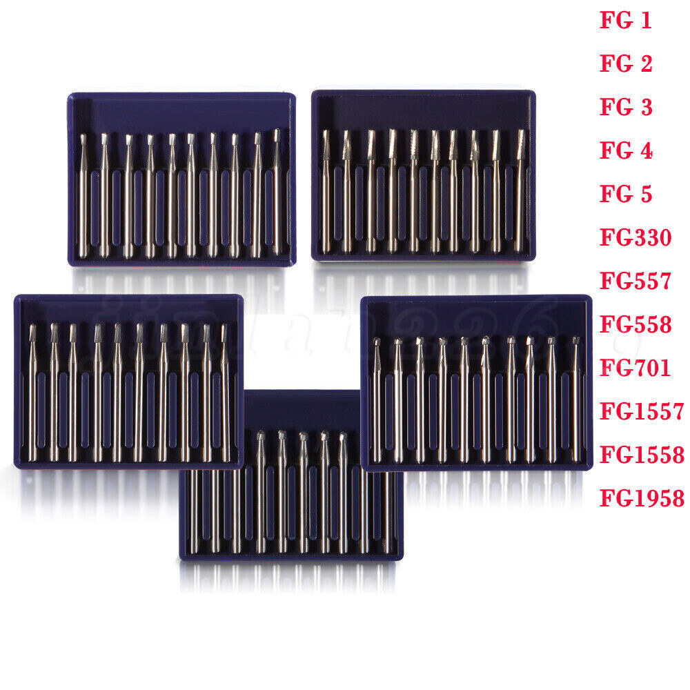 10-100Pcs Dental Carbide Burs for High Speed Handpiece Round Cone Bur Diamond FG
