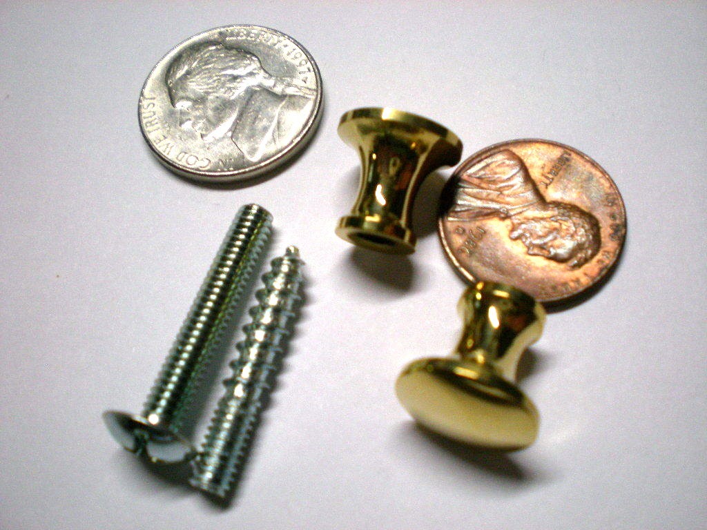 2 Small Solid Brass Knob for drawers/jewelry boxes.1/2 Inch Diameter.