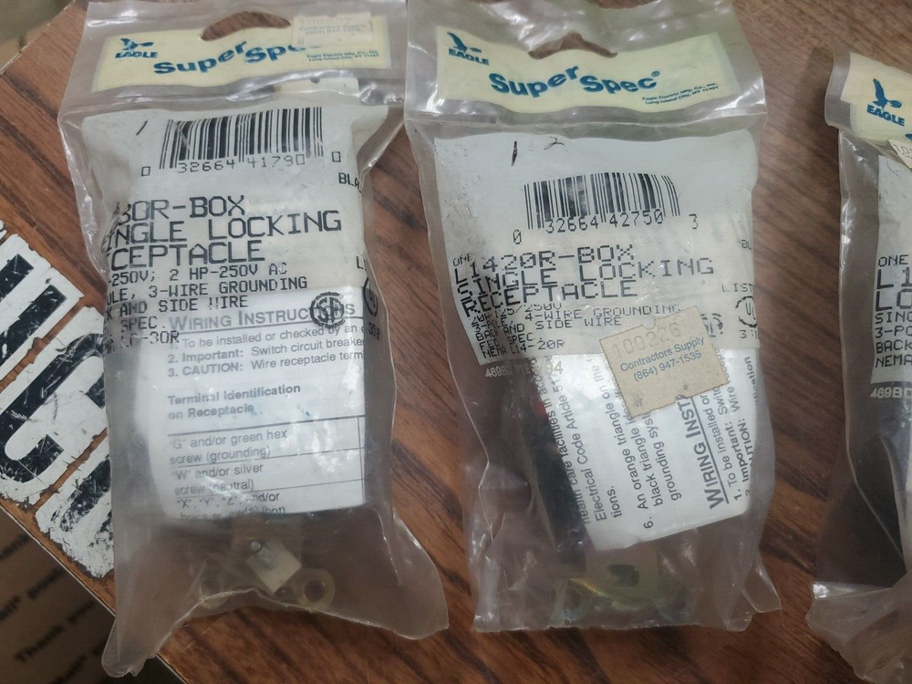 (4-PCS) Eagle Super Spec Single Locking Receptacles L1020R-BOX + 2 MORE (TA48MS)