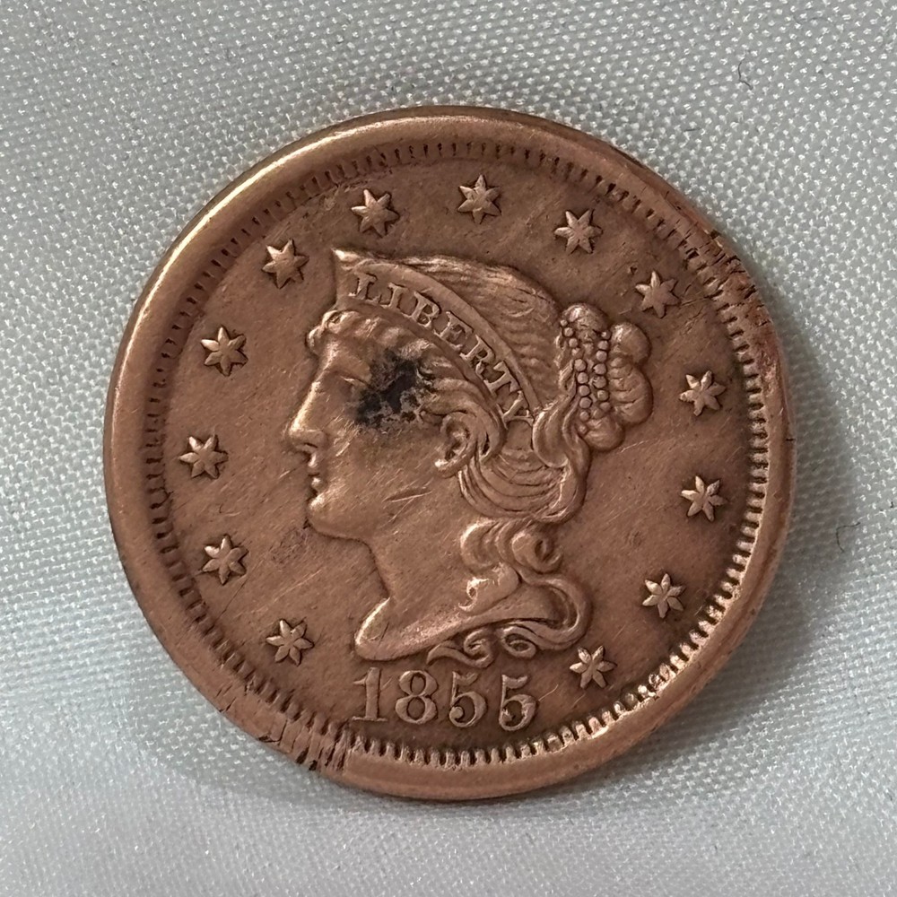 1855 Large Cent Braided Hair