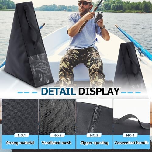 Boat Anchor Storage Bag Triangular Rope Heavy Duty Nylon Ventilation Mesh
