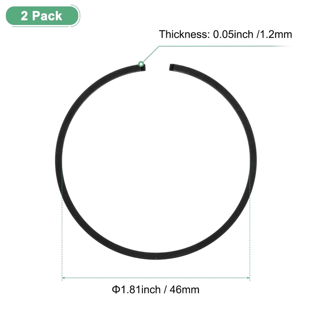 2-Pack Piston Ring Set 46mm x 1.2mm for Chainsaw Replacement [Black]