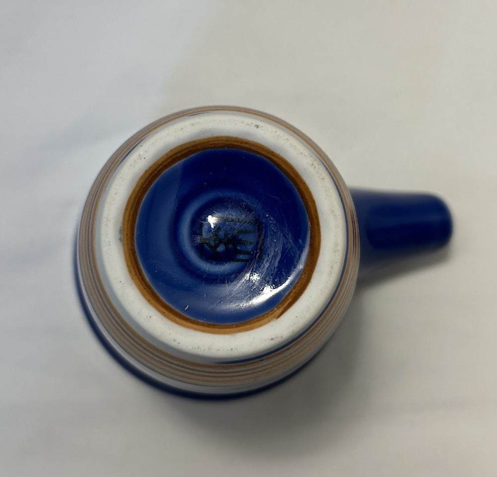 Teapot Blue Pottery Back Stamp Asian
