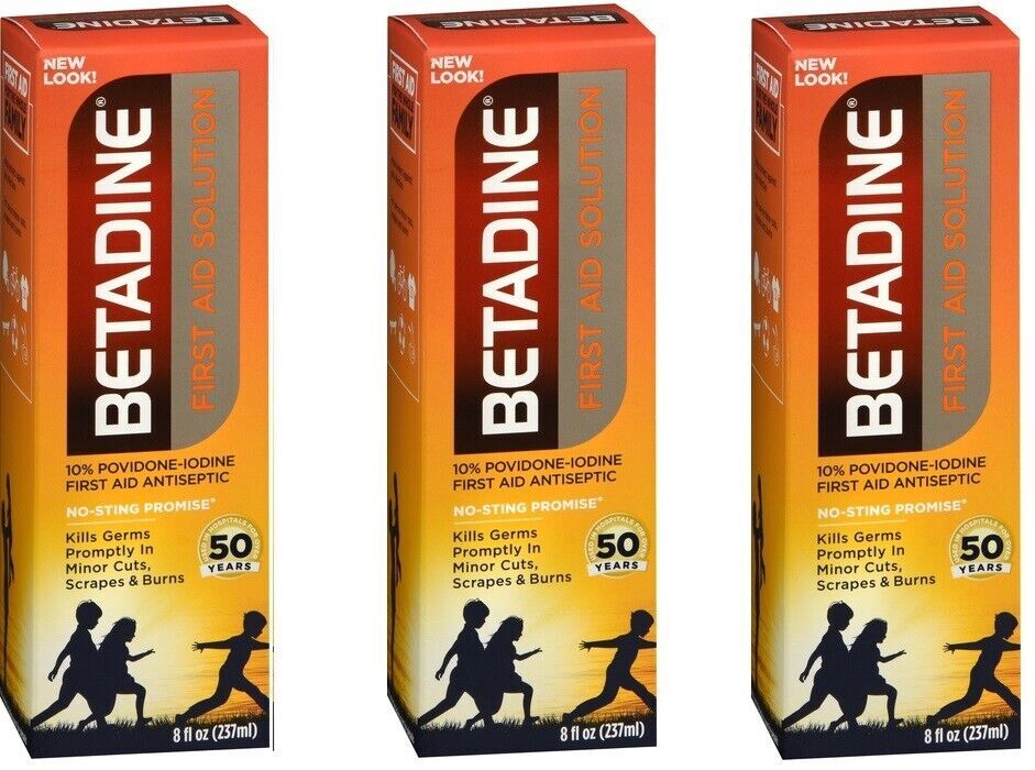 Betadine Antiseptic 10% Solution 8oz (3 Pack)