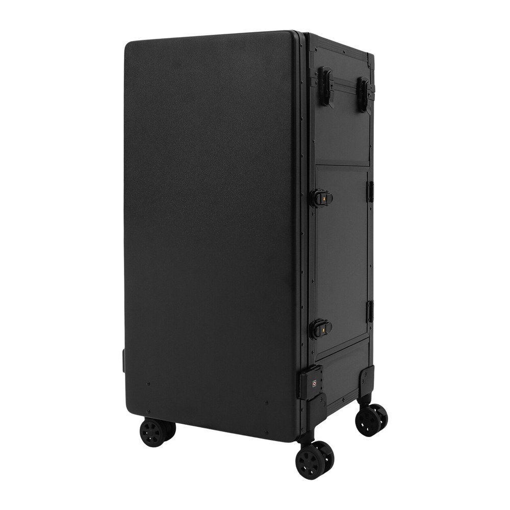 5V 12A Rolling Portable Manicure Table with 3 Drawers Lockable Makeup Case Black