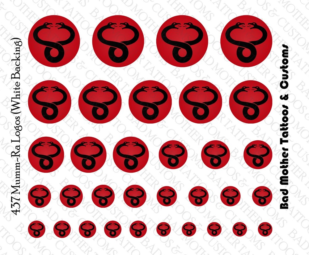 Thundercats Mumm-Ra Logos Waterslide Decals - printed on white backing