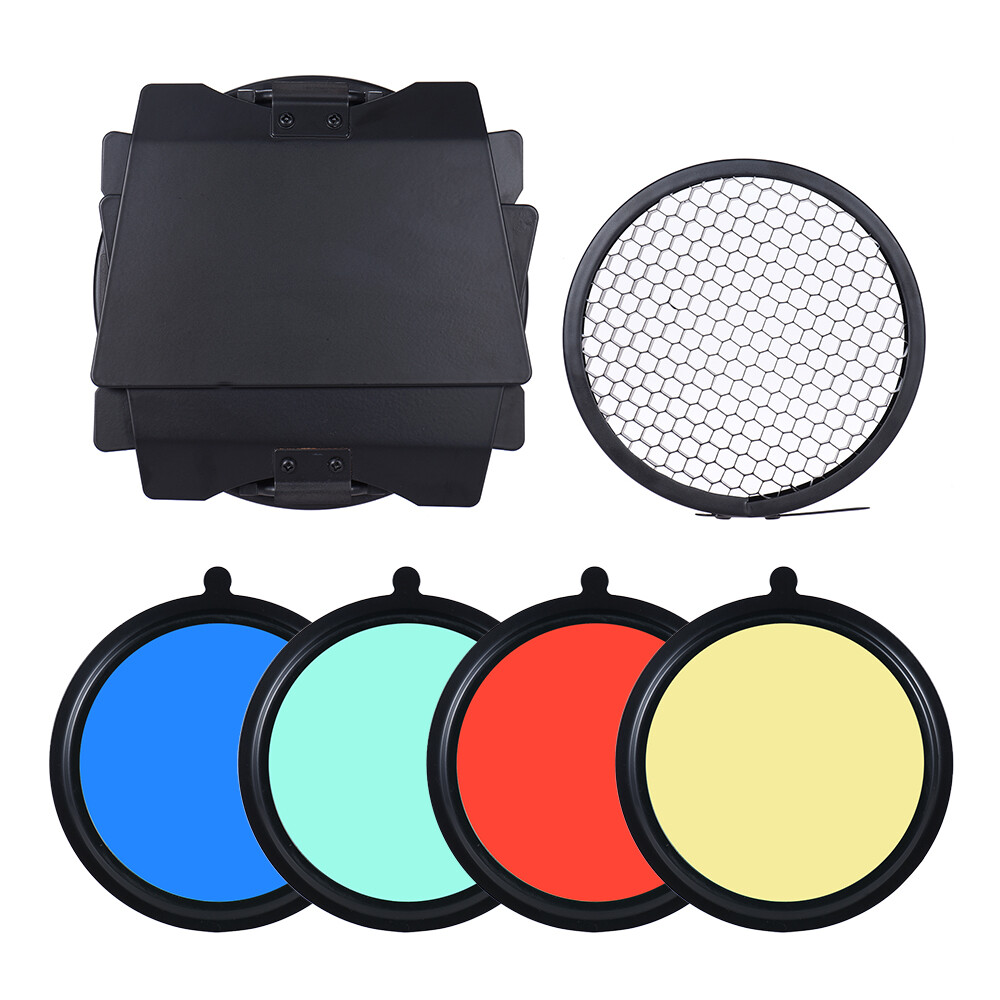 Standard Flash Strobe Light Barn Door Reflector Diffuser Hoenycomb Grid Kit H6Z6