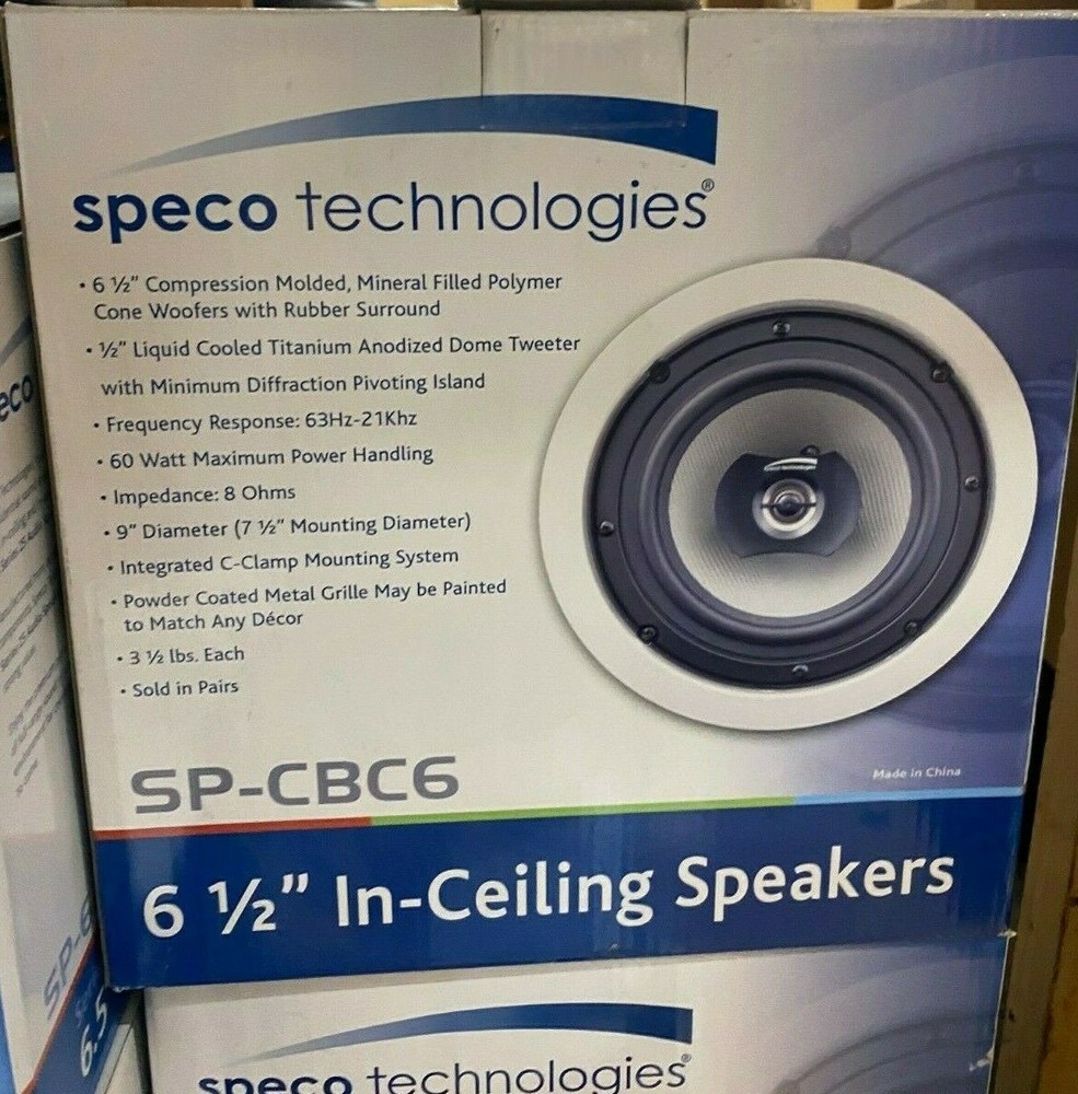 SPECO TECHNOLOGIES SP-CBC6 - 6.5" PP CONE IN-CEILING SPEAKER (PAIR) (NOS)
