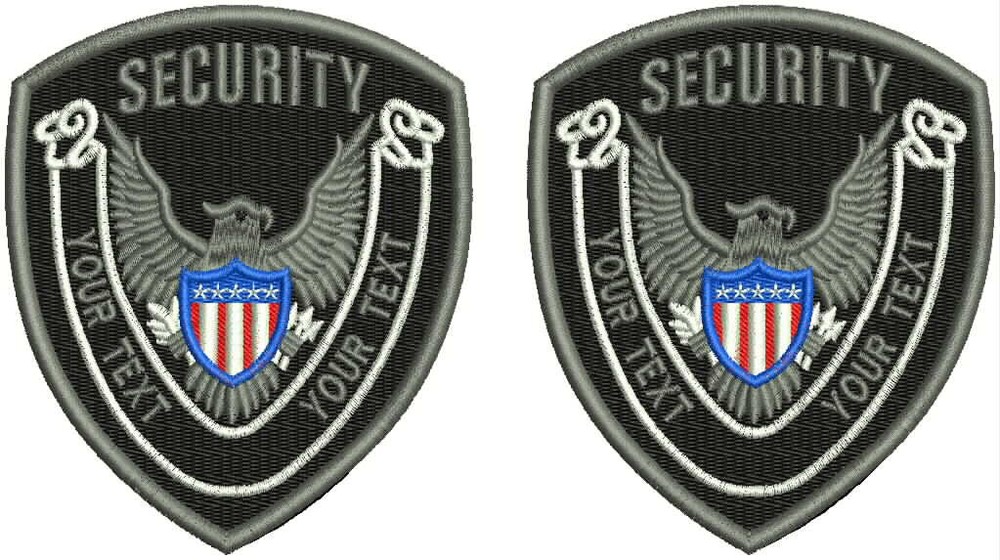 SECURITY SHOULDERS  EMBROIDERY PATCH 4.253.75 SEW ON on back BLK/gray