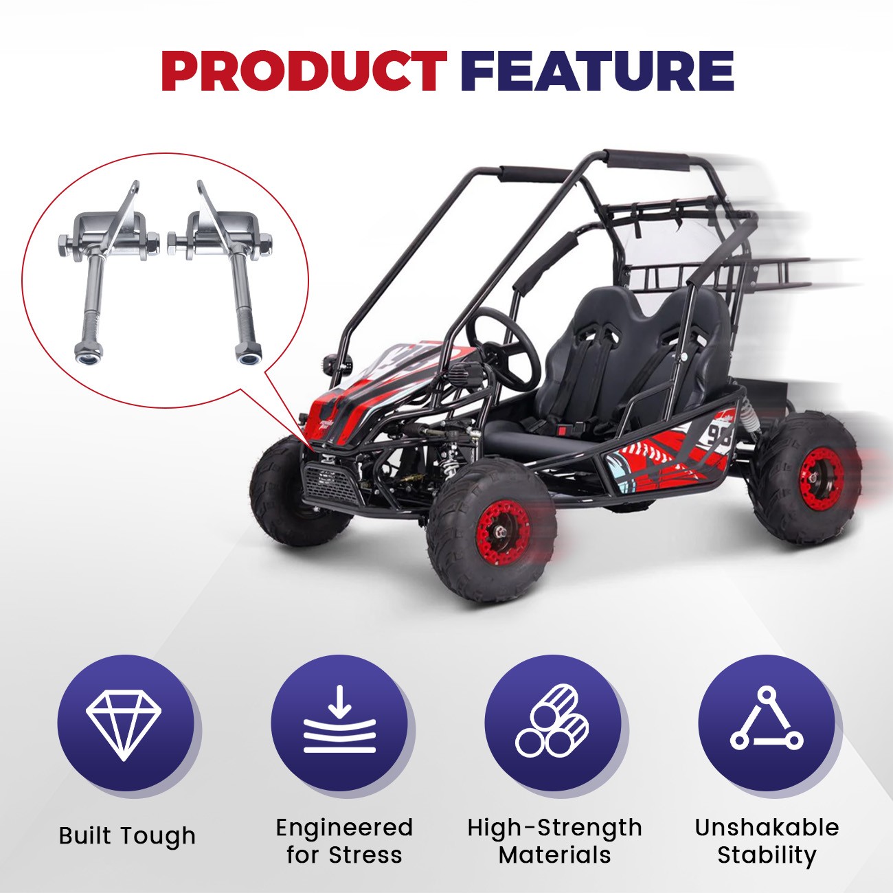 Go Kart Spindle 4.5"x5/8" Right Left Steering Bracket Axle Kit for 212cc 196cc