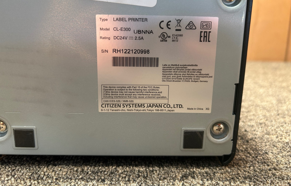CITIZEN CL-E300 4" DIRECT THERMAL LABEL PRINTER USB SERIAL ETHERNET