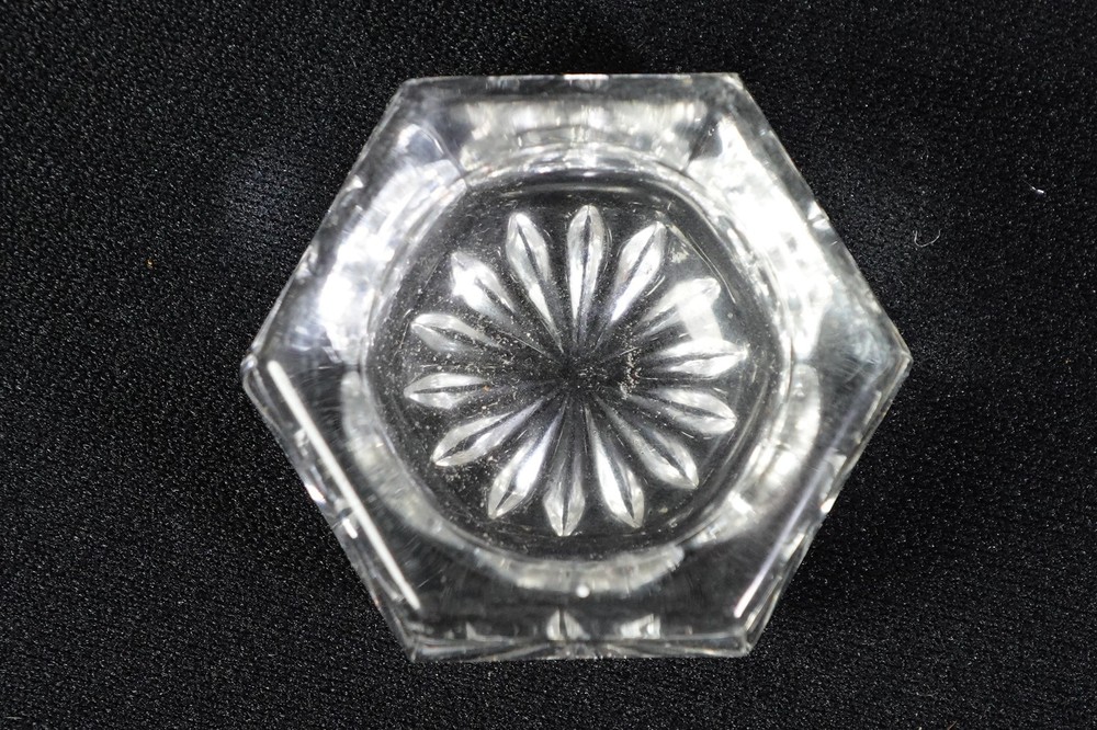 4 Antique EAPG 6-Sided Open Salt Cellars Dips Star Burst