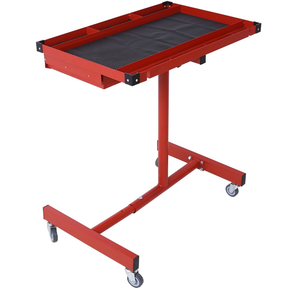 Heavy Duty 220LBS Adjustable Tear Down Work Table with Drawer, Red