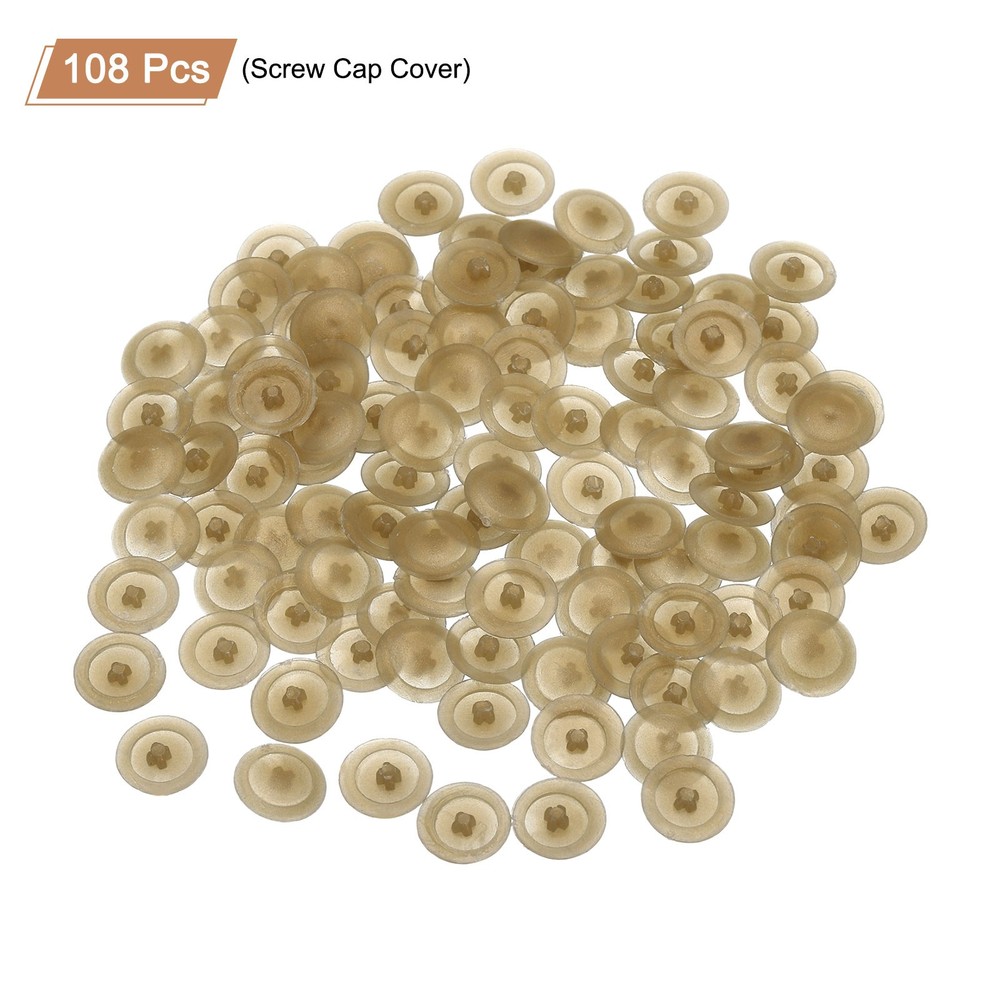 108Pcs 12mm - Plastic Self-Tapping Phillips Screw Cap Covers (Champagne)