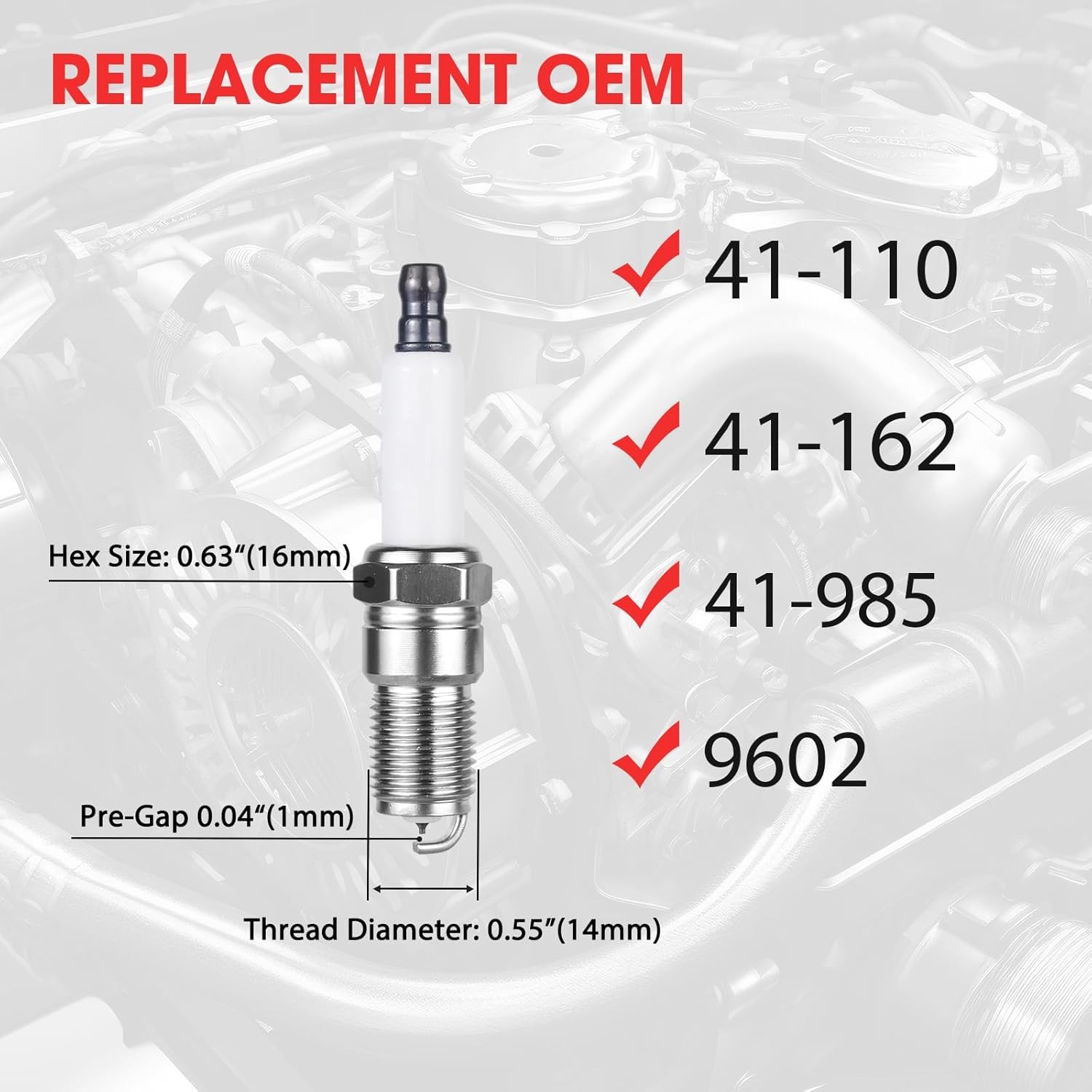 8 Pcs Spark Plug Wires Set & 41-110 Iridium Spark Plugs Compatible with 2000-201