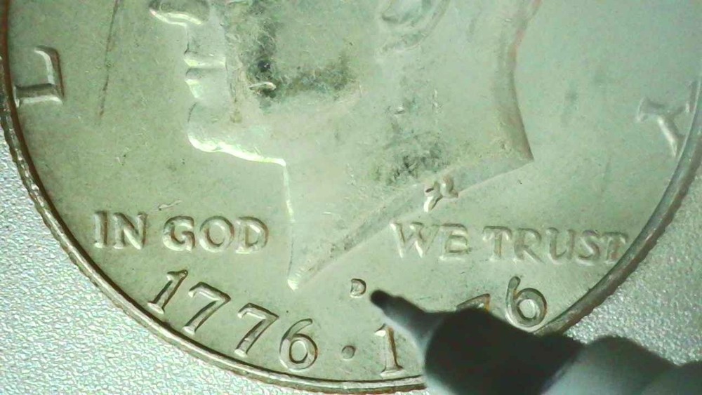 1976D Kennedy Half Dollar Error Coin - Filled "D" Mint Mark Error - 1236