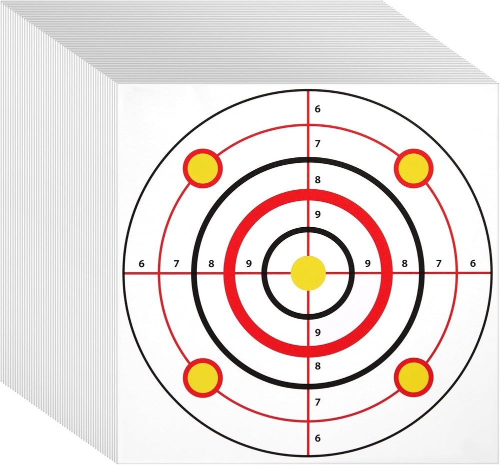 Juvale 50 Pack Paper Shooting Targets for Range, Bulk 11x11", Multicolor