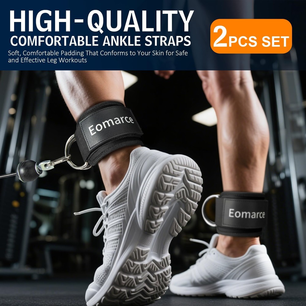 Eomarce 2PCS Set Premium Cable Kick Back Ankle Straps for Black