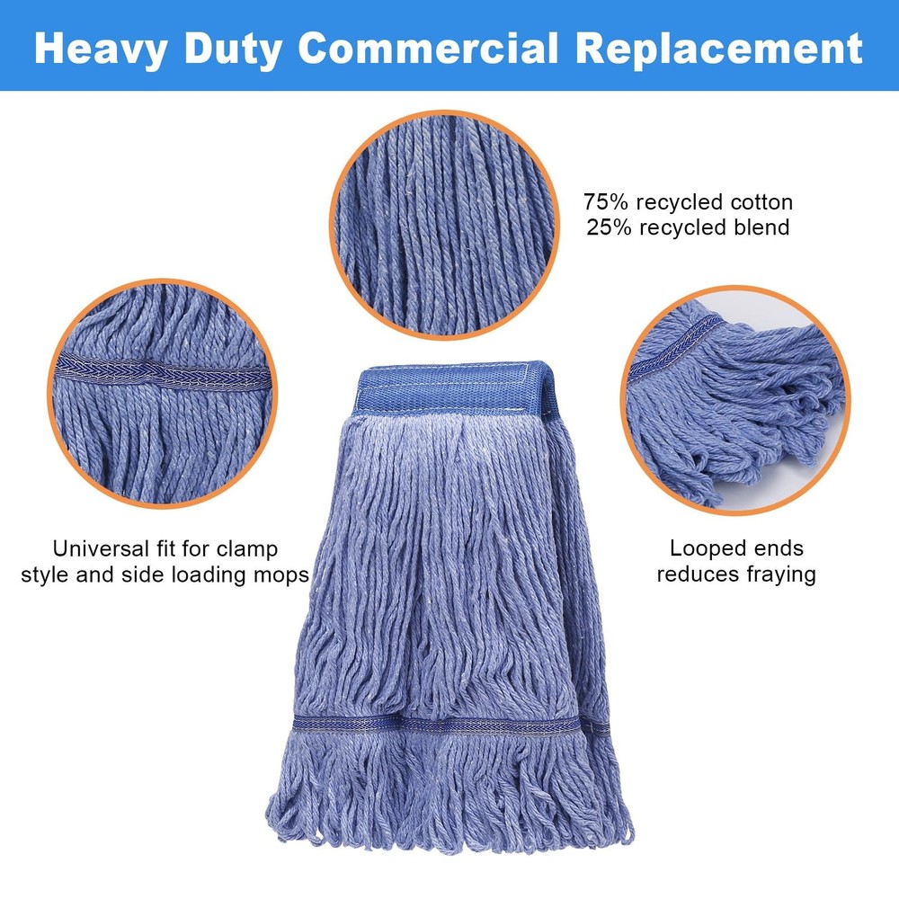 2 Pack Mop Head Replacement, Cleaning Heavy Duty Mop Head Commercial Replacement