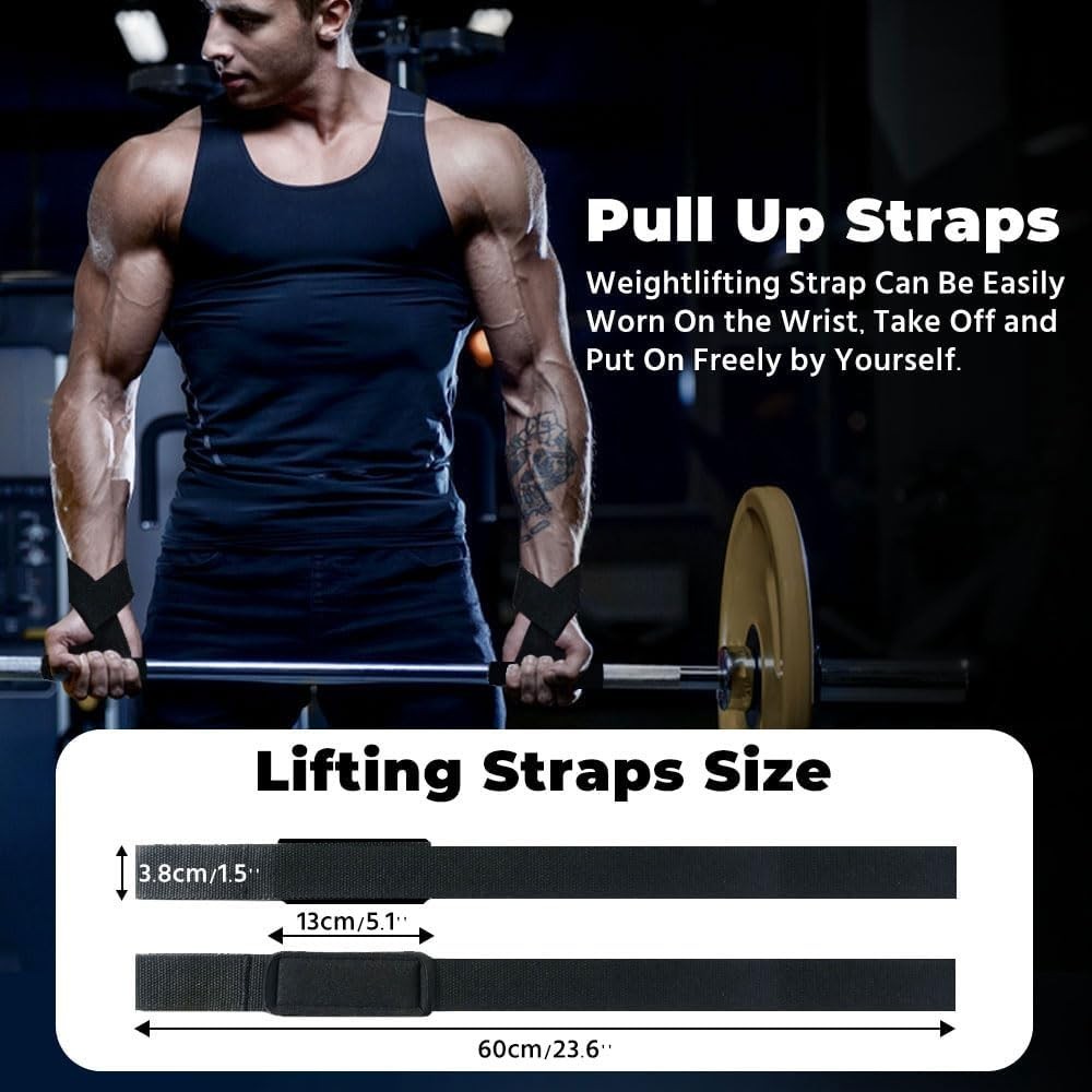 Durable Black Lifting Straps with Wrist Support for Ultimate Workout Efficiency