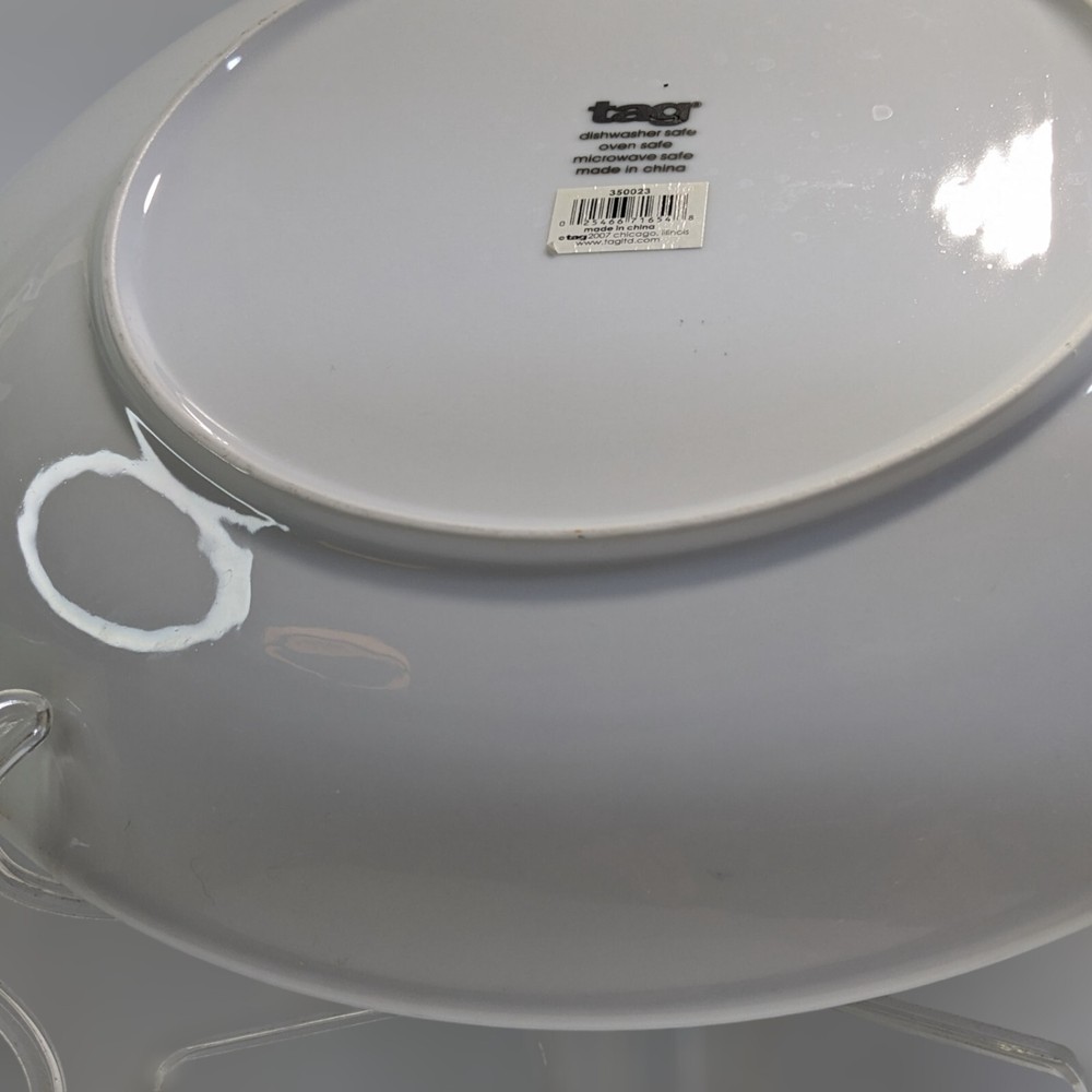 TAG Large White Ceramic Round Serving Tray Platter 14" Tableware Serveware