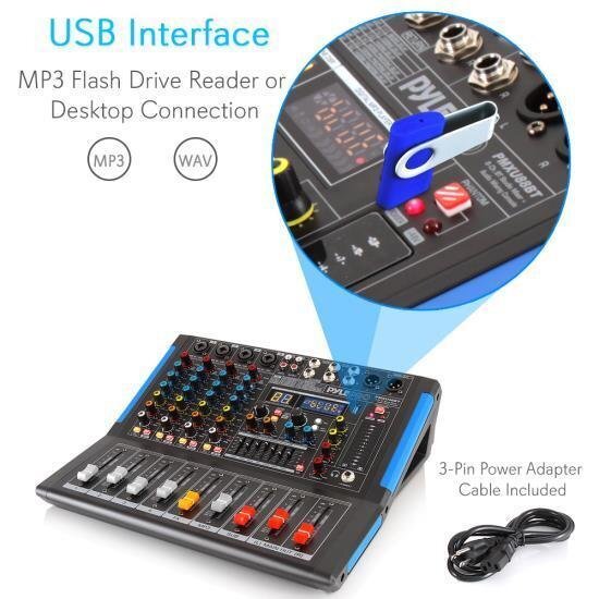 Pyle PMXU46BT Bluetooth 4 Ch. Studio DJ Controller Audio Mixer Console System