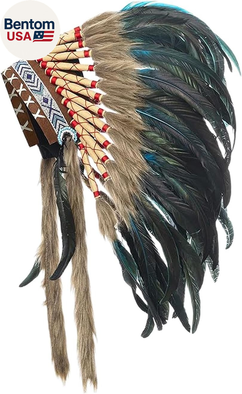 Indian Artificial Feather Headdress, American Chief Indian Native Hat, Indian He