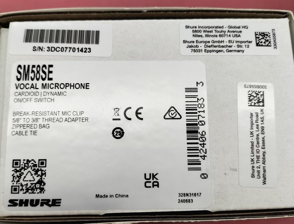 Shure Dynamic Microphone SM58 Used