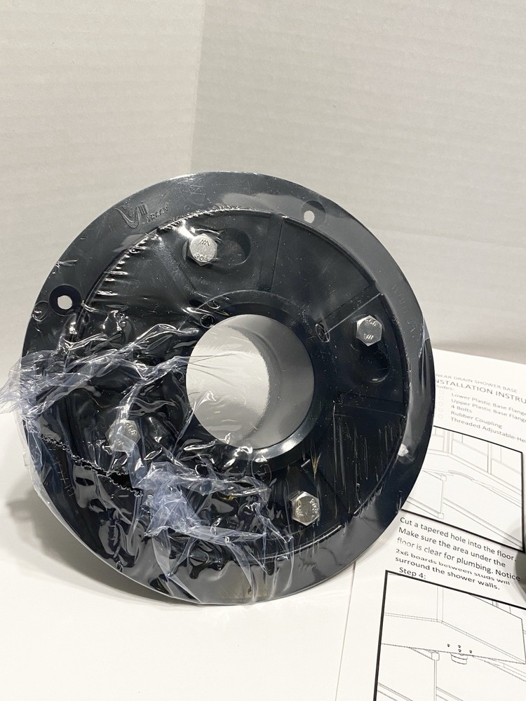 2" ABS Shower Drain Base With Adjustable Ring + Rubber Coupling